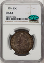1830 50C Small 0 CAC Bust Half Dollar NGC MS63