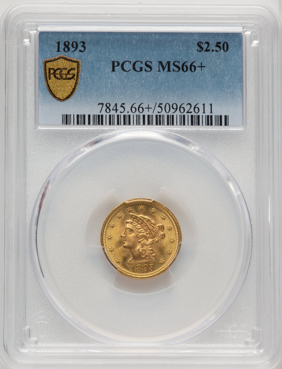 1893 $2.50 Liberty Quarter Eagle PCGS MS66+