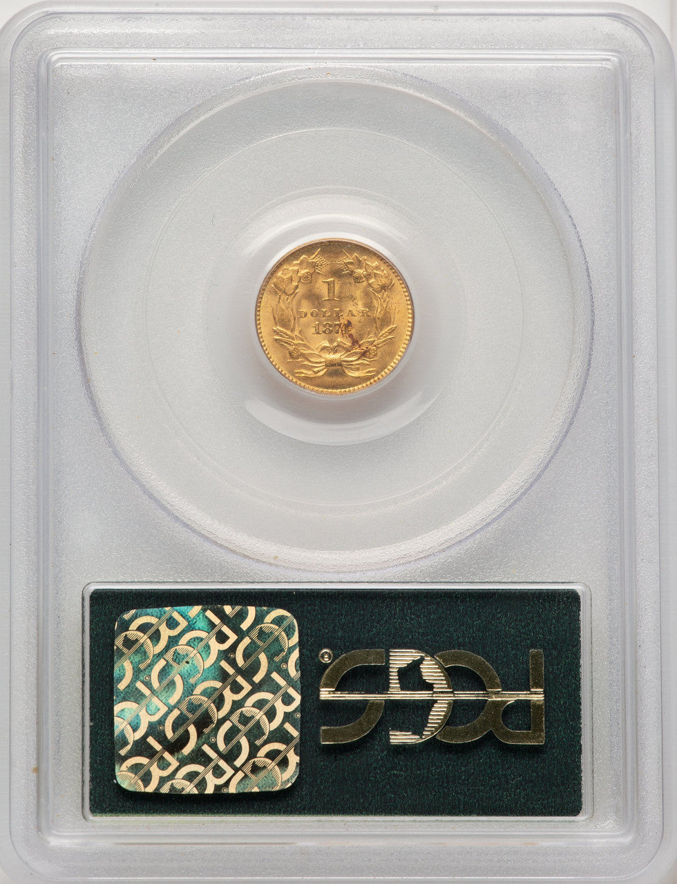 1874 G$1 CAC Gold Dollar PCGS MS63