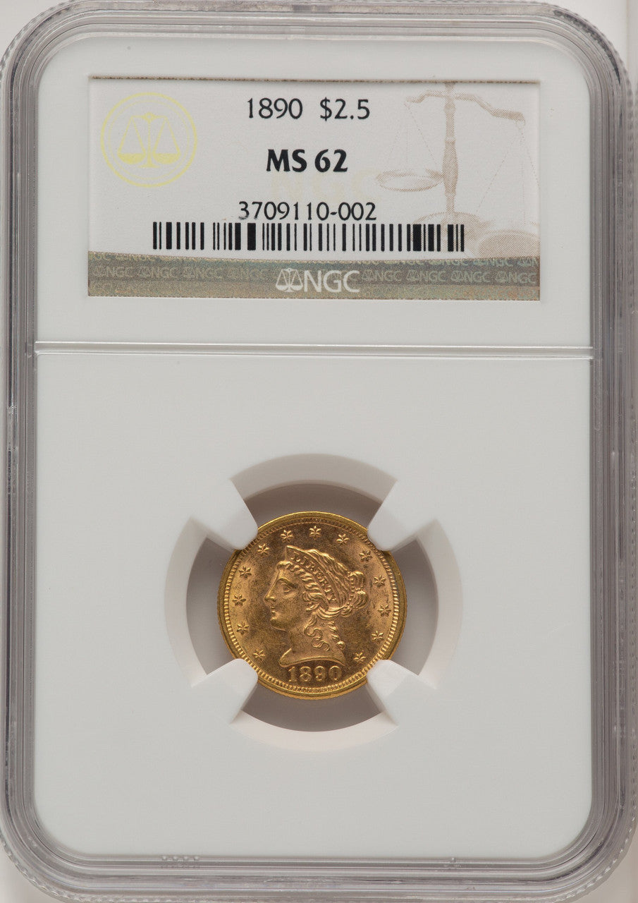 1890 $2.50 Liberty Quarter Eagle NGC MS62