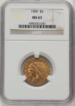 1909 $5 Indian Half Eagle NGC MS63 (505886152)