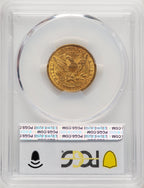 1873 $5 Open 3 CAC Liberty Half Eagle PCGS AU58