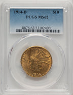 1914-D $10 Indian Eagle PCGS MS62