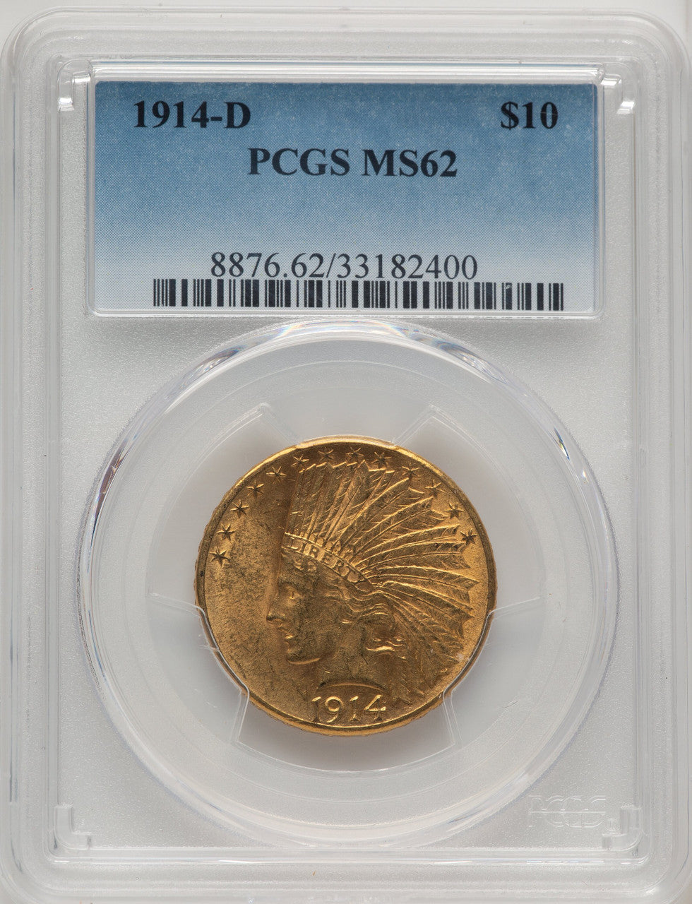 1914-D $10 Indian Eagle PCGS MS62