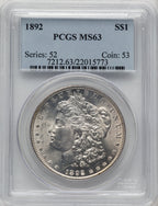 1892 Morgan Dollar PCGS MS63 (773302010)