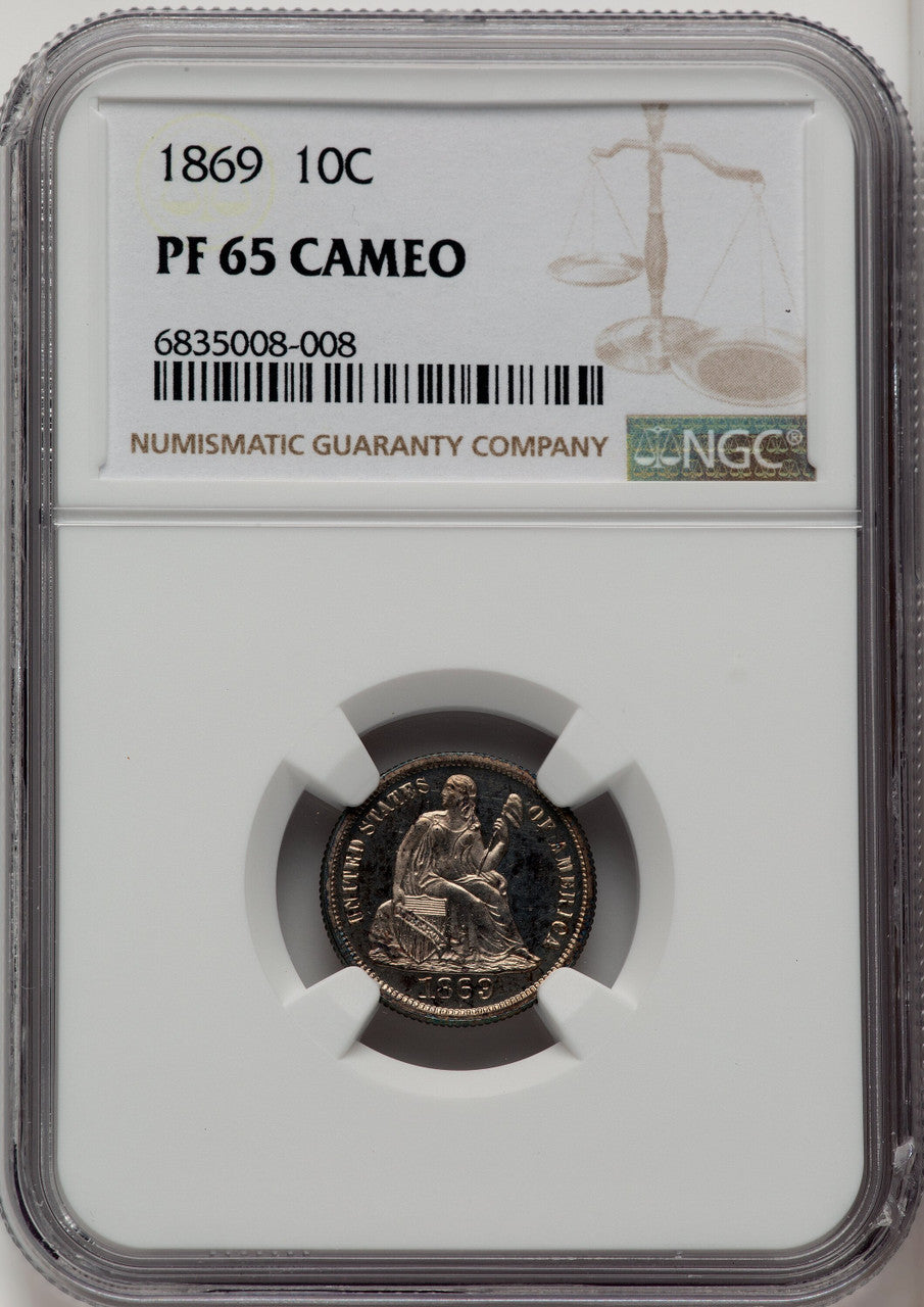 1869 10C CA Proof Seated Dime NGC PR65 (773303003)