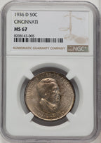1936-D 50C Cincinnati Commemorative Silver NGC MS67 (773299020)