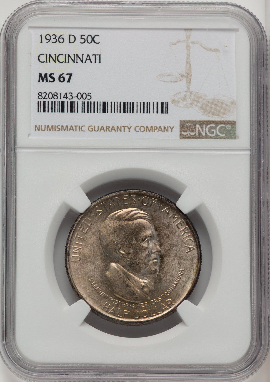 1936-D 50C Cincinnati Commemorative Silver NGC MS67 (773299020)