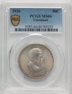 1936 50C Cincinnati Commemorative Silver PCGS MS66