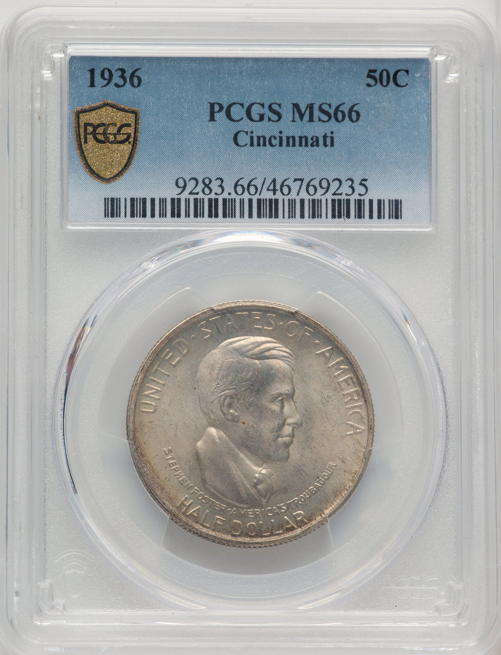 1936 50C Cincinnati Commemorative Silver PCGS MS66