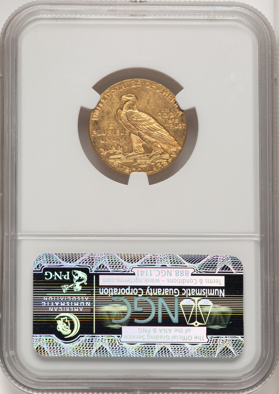 1911 $5 Brown Label Indian Half Eagle NGC MS63