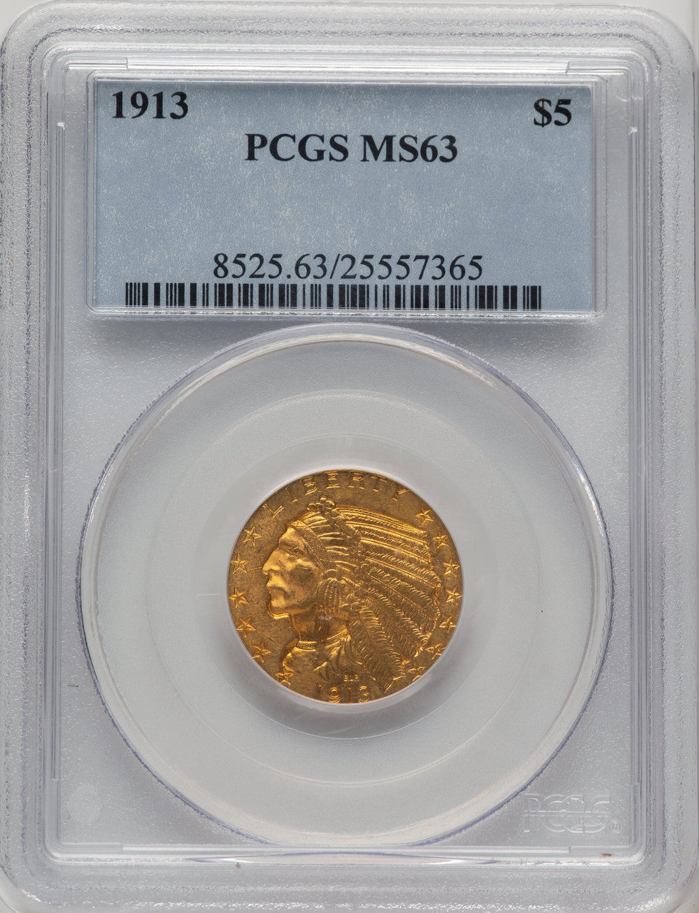 1913 $5 Indian Half Eagle PCGS MS63 (773520006)