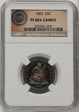 1862 25C CA Proof Seated Quarter NGC PR68