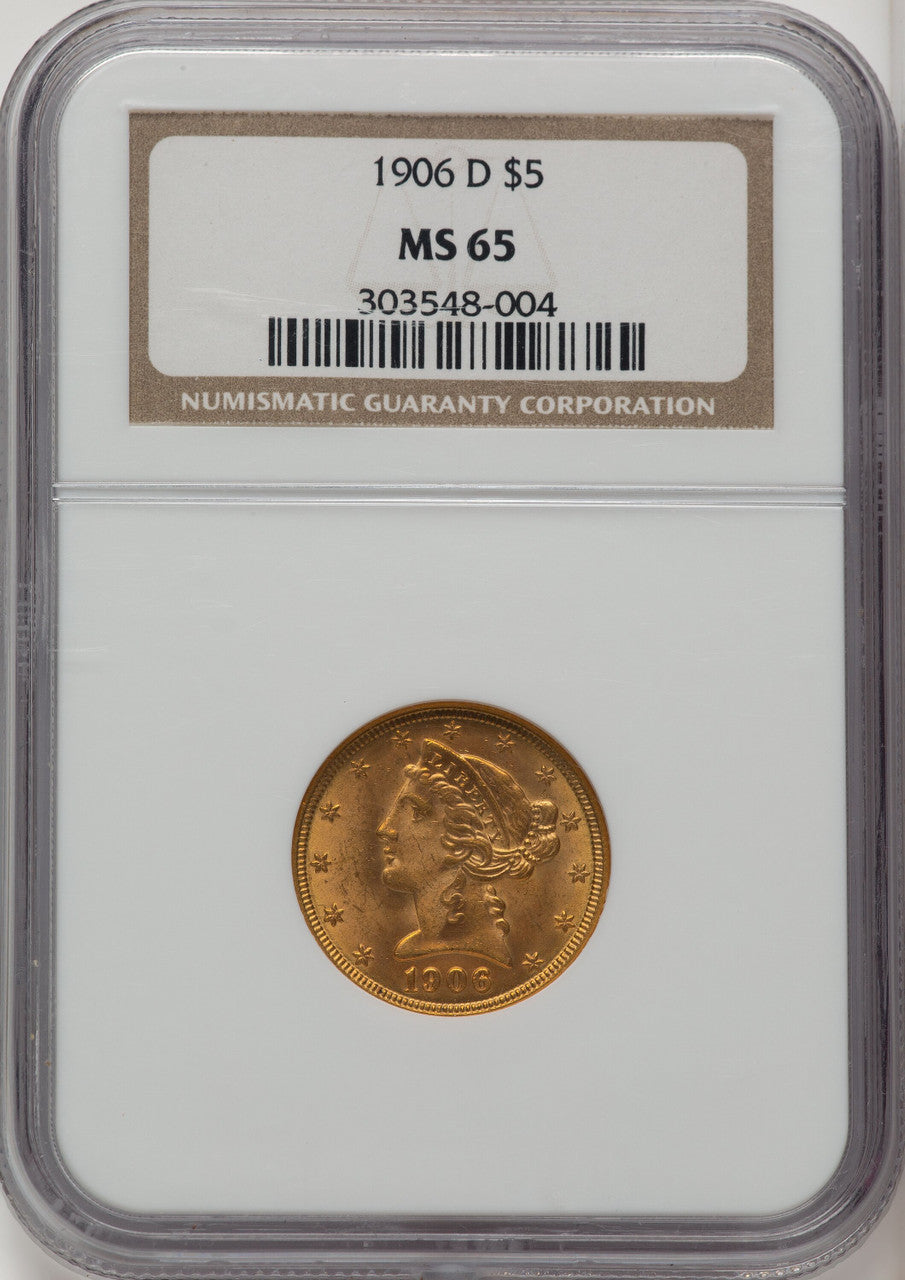 1906-D $5 Liberty Half Eagle NGC MS65