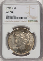 1934-S Peace Dollar NGC AU58