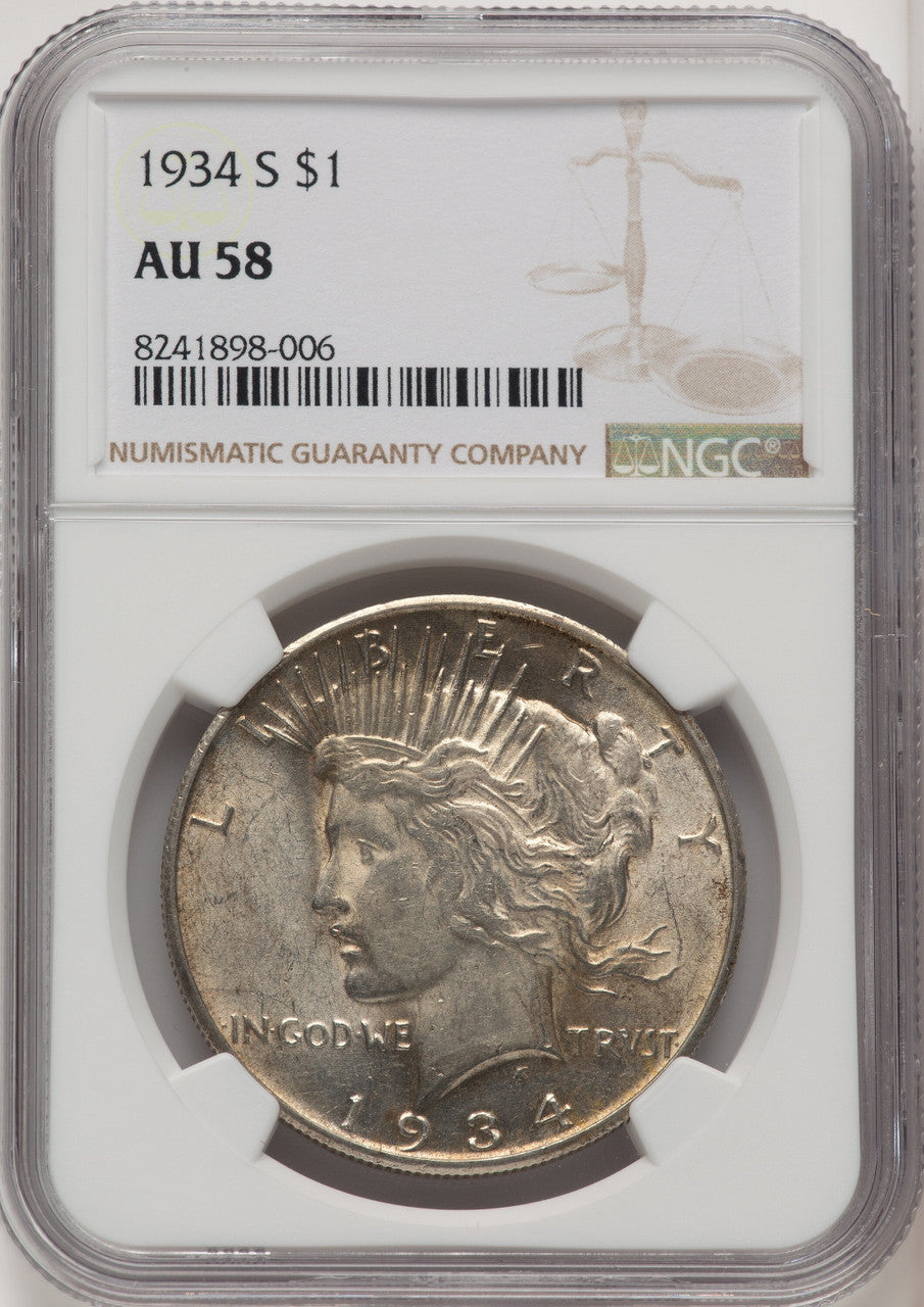 1934-S Peace Dollar NGC AU58