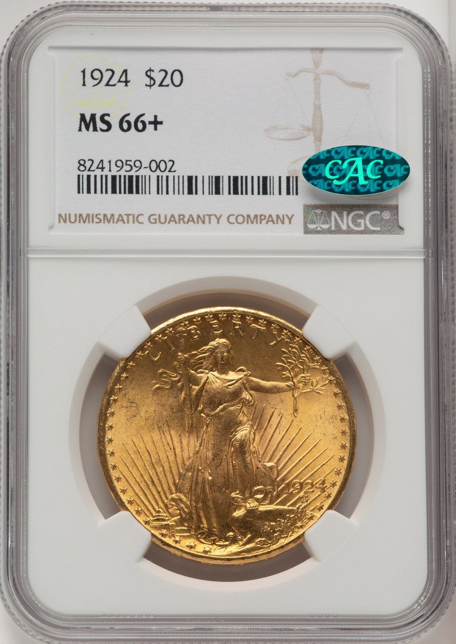 1924 $20 Saint CAC Saint-Gaudens Double Eagle NGC MS66+ (520180011)