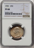 1941 25C Proof Washington Quarter NGC PR68 (519876042)