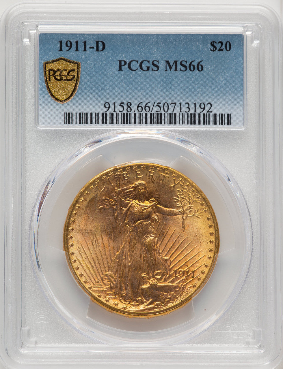 1911-D $20 Saint-Gaudens Double Eagle PCGS MS66