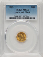 1905 G$1 Lewis and Clark Commemorative Gold PCGS MS66