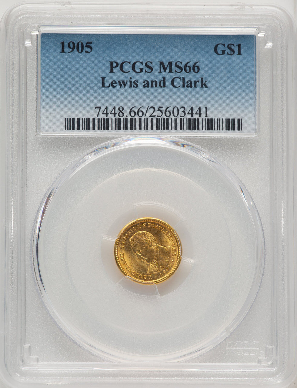 1905 G$1 Lewis and Clark Commemorative Gold PCGS MS66