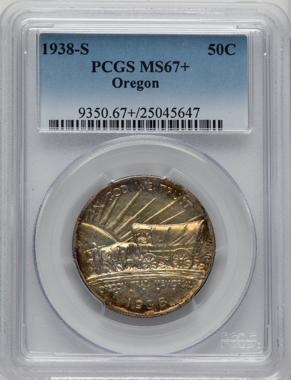 1938-S 50C Oregon Commemorative Silver PCGS MS67+