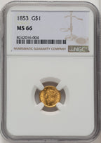 1853 G$1 Gold Dollar NGC MS66 (773049011)