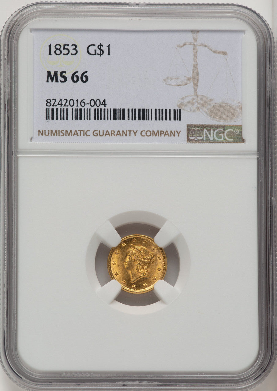 1853 G$1 Gold Dollar NGC MS66 (773049011)