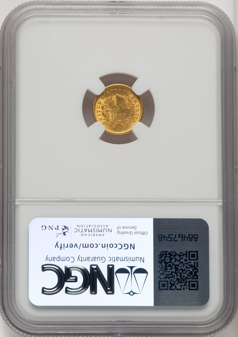 1853 G$1 Gold Dollar NGC MS66 (773049011)