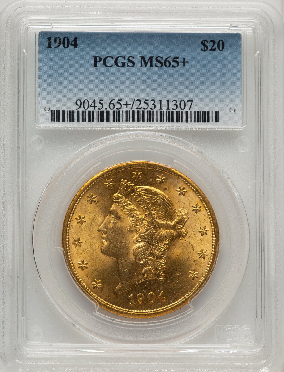 1904 $20 Liberty Liberty Double Eagle PCGS MS65+ (773795011)