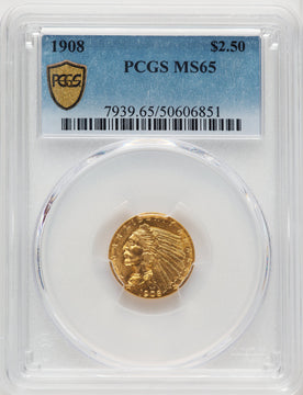 1908 $2.50 Indian Quarter Eagle PCGS MS65 (772603092)