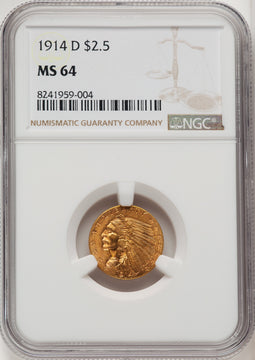 1914-D $2.50 Indian Quarter Eagle NGC MS64 (772935007)
