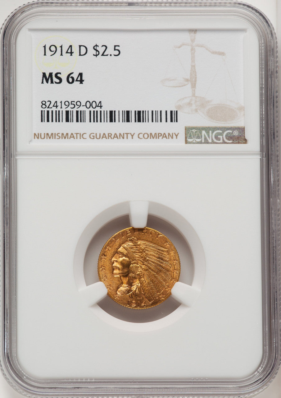 1914-D $2.50 Indian Quarter Eagle NGC MS64 (772935007)