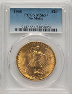 1908 $20 NO MOTTO Saint-Gaudens Double Eagle PCGS MS65+ (773481131)