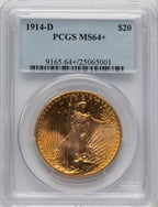 1914-D $20 Saint-Gaudens Double Eagle PCGS MS64+