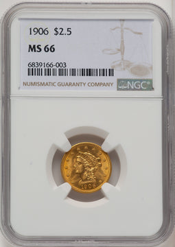 1906 $2.50 Liberty Quarter Eagle NGC MS66 (773690014)