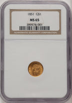1851 G$1 Gold Dollar NGC MS65 (506637042)