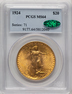 1924 $20 CAC Saint Saint-Gaudens Double Eagle PCGS MS64