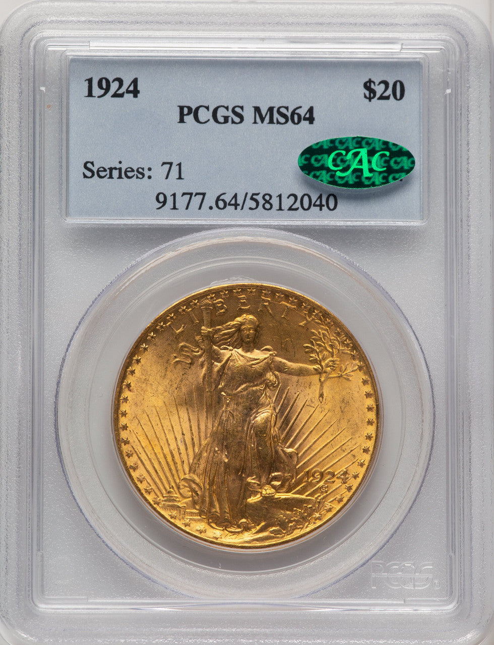 1924 $20 CAC Saint Saint-Gaudens Double Eagle PCGS MS64