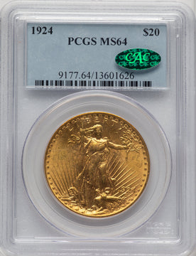1924 $20 CAC Saint-Gaudens Double Eagle PCGS MS64 (773963007)