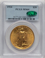 1924 $20 CAC Saint-Gaudens Double Eagle PCGS MS64 (773963007)