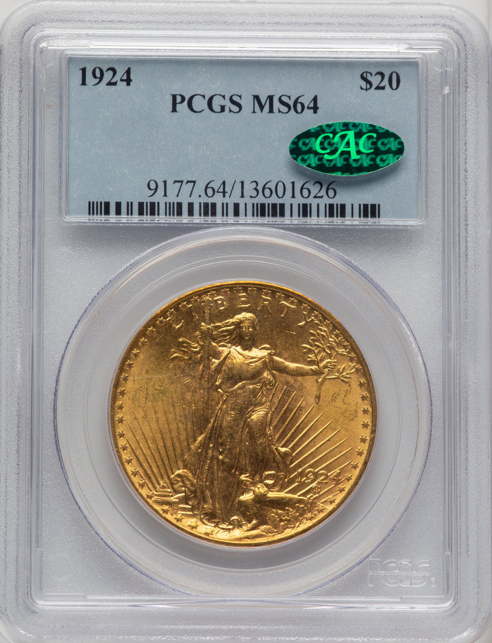 1924 $20 CAC Saint-Gaudens Double Eagle PCGS MS64 (773963007)