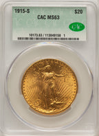 1915-S $20 Saint-Gaudens Double Eagle CACG MS63