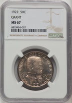1922 50C Grant No Star Commemorative Silver NGC MS67 (507005023)