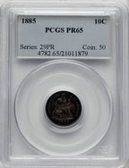 1885 10C Proof Seated Dime PCGS PR65