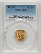 1914-D $2.50 Indian Quarter Eagle PCGS MS64 (520338038)