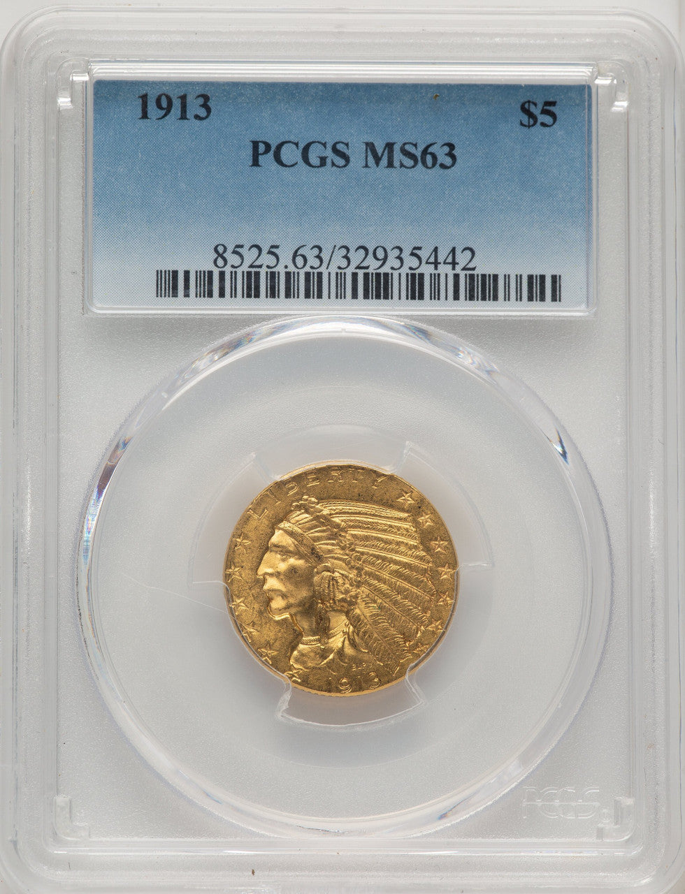 1913 $5 Indian Half Eagle PCGS MS63 (520338107)