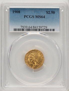 1908 $2.50 Indian Quarter Eagle PCGS MS64 (520338062)