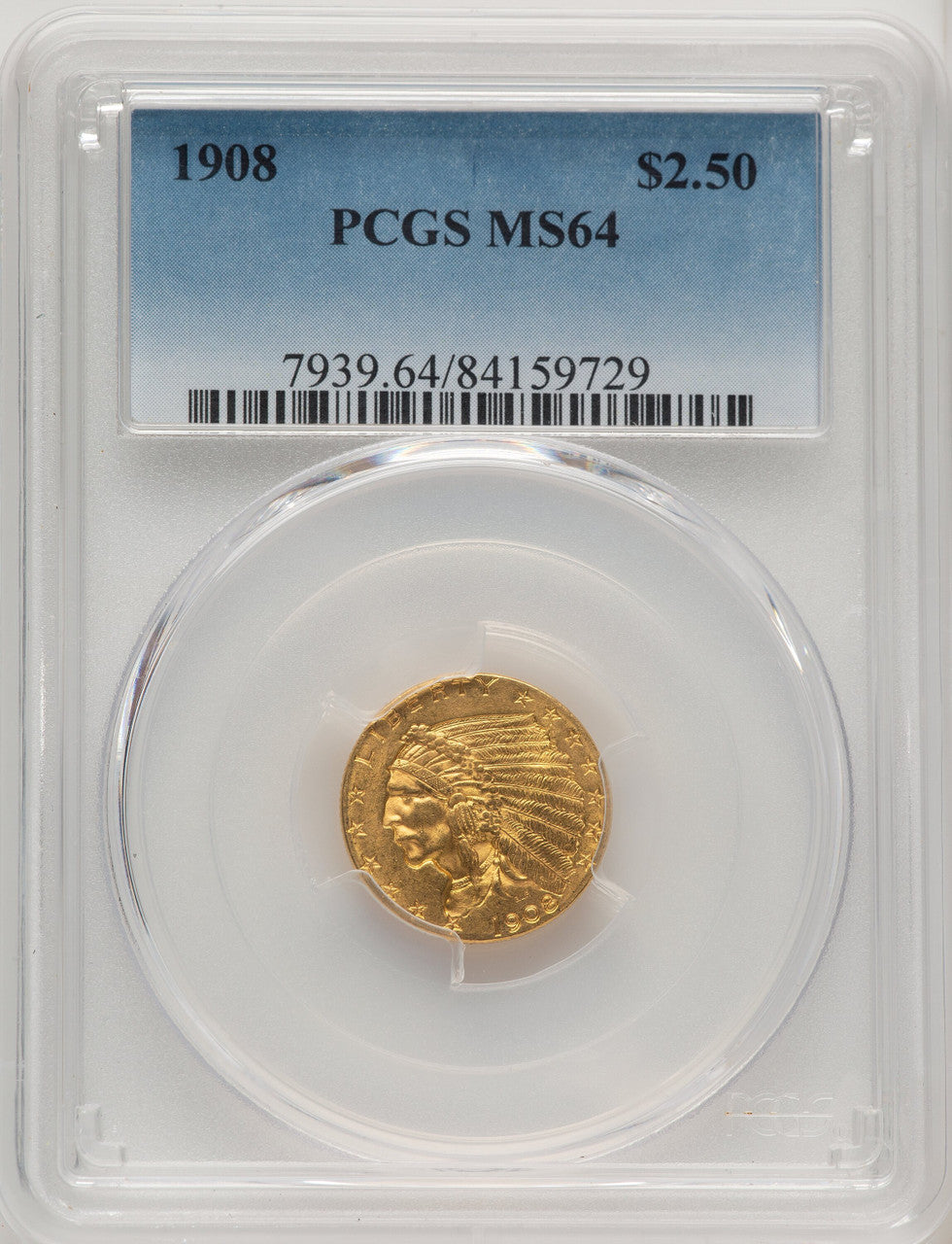 1908 $2.50 Indian Quarter Eagle PCGS MS64 (520338062)