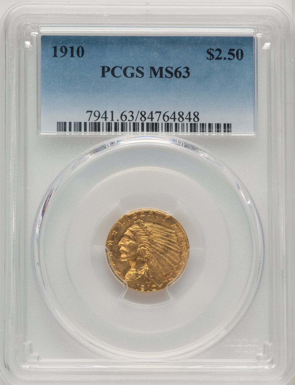 1910 $2.50 Indian Quarter Eagle PCGS MS63 (520338063)